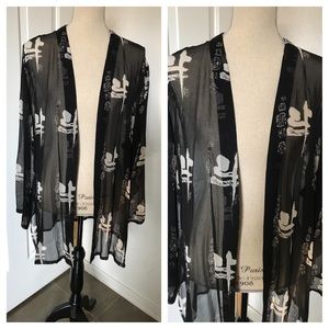 VTG Black & White Sheer Rayon Jacket Loose Fit